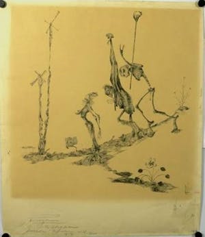 Melle Oldeboerrigter - Melle: Pen en zwarte inkt op papier, Vreemde Figuren kopen? Bied vanaf 100!