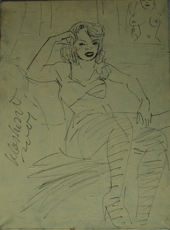 Peter Klashorst : Acrylverf en stift op doek – Vrouw – 80 x 60 cm –  2001 kopen? Bied vanaf 1!