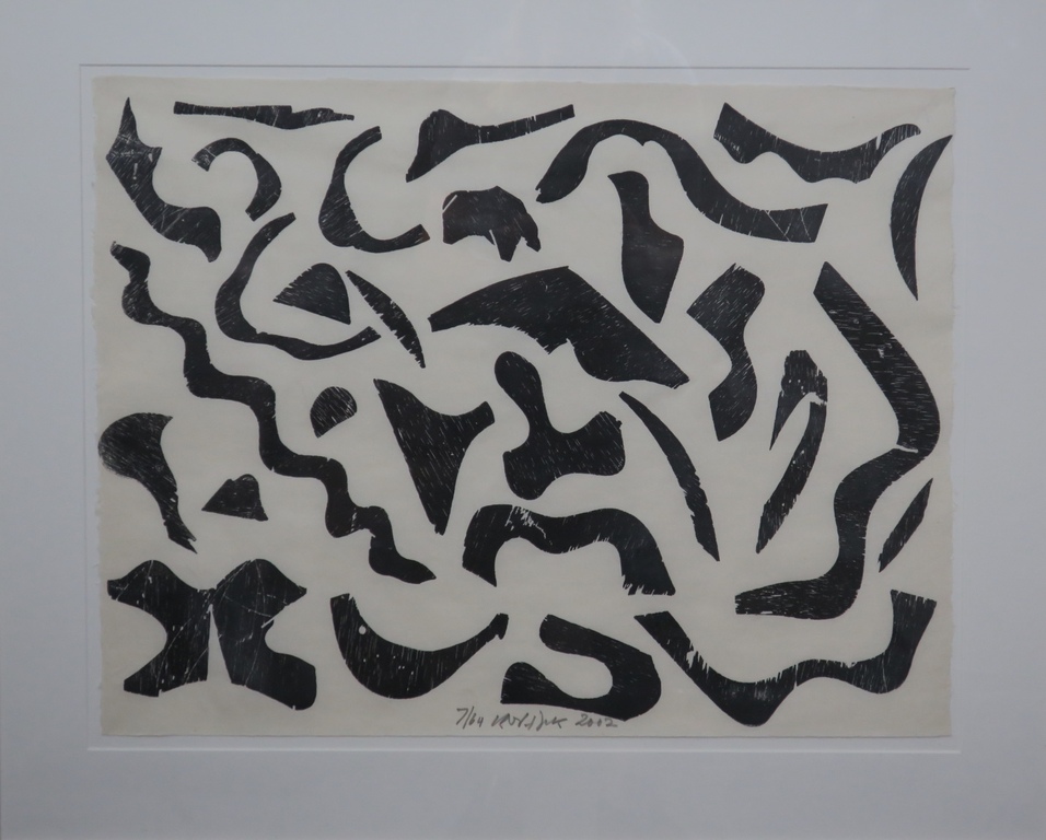 Carel Visser: Houtsnede, Zonder titel (zwart) -Ingelijst kopen? Bied vanaf 120!