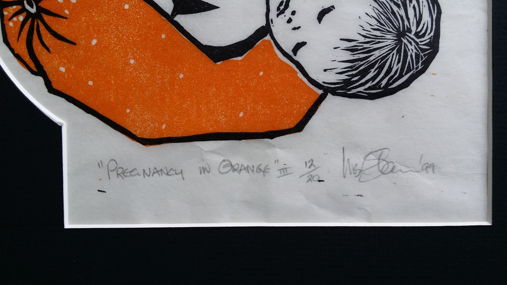 Onbekende kunstenaar - lino op rijstpapier - Pregnancy in orange III kopen? Bied vanaf 1!