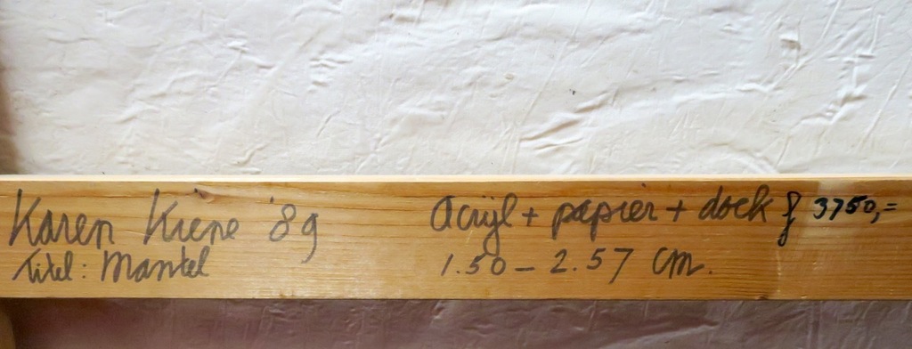 Karen Kiene: Acryl en collage op doek, Mantel - Ingelijst (zeer groot) kopen? Bied vanaf 150!