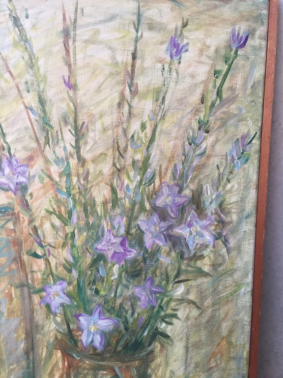 Meinert Volkers - Olieverf op doek 1965 - Stilleven met fruit en campanula’s kopen? Bied vanaf 1!