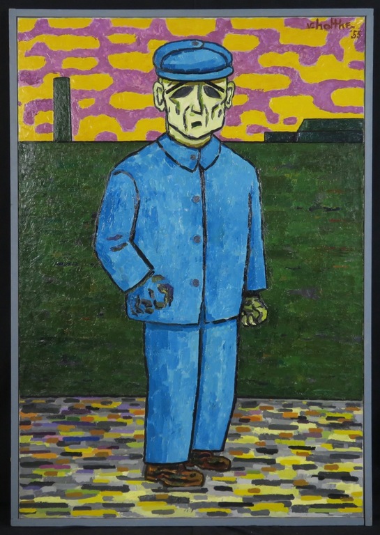 Jan van Holthe: Olieverf op doek, Arbeider - Ingelijst (Groot) verkocht voor € 300!