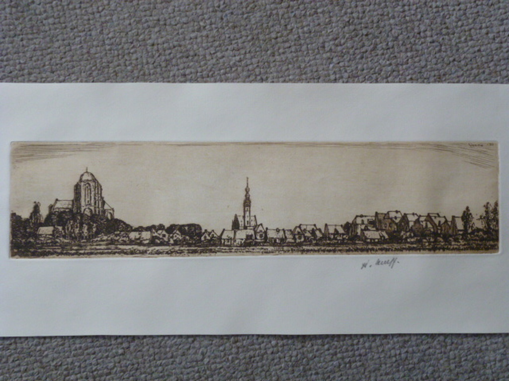 Herman Heuff - ets - Veere verkocht voor € 45!