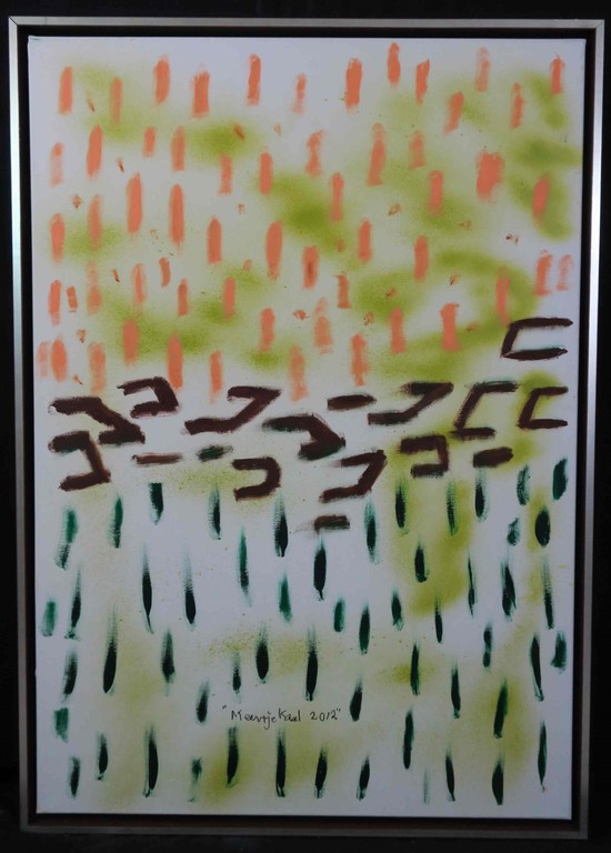 Meertje Kaal: Acryl en Olieverf op doek, Z.T. - Ingelijst verkocht voor € 40!