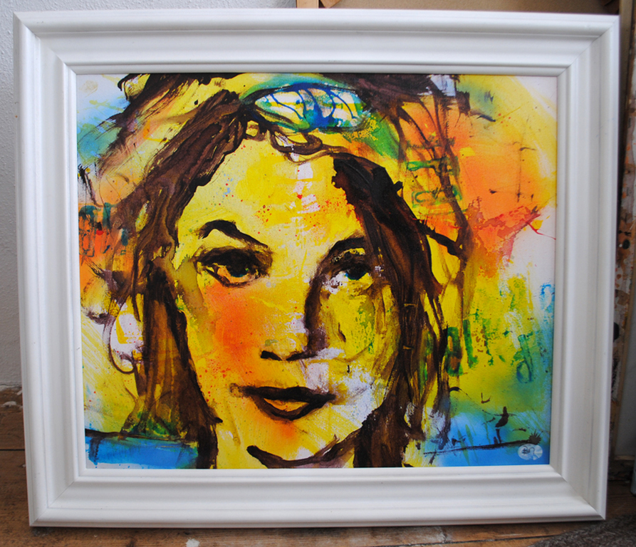 Yellow Head door Bert Maurits. Acrylverf op linnen. 50/60 cm. 2014 verkocht voor € 280!