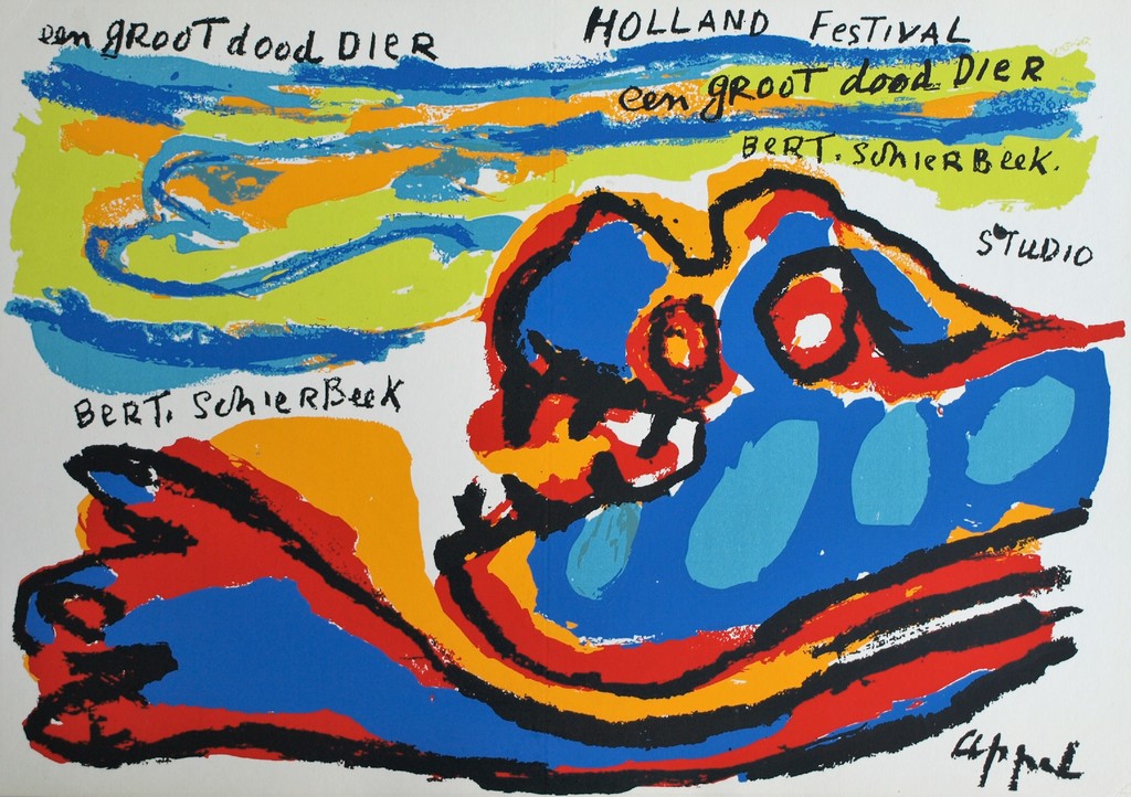 Karel Appel : Zeefdruk , Een groot dood Dier – Holland Festival 1963  kopen? Bied vanaf 1!