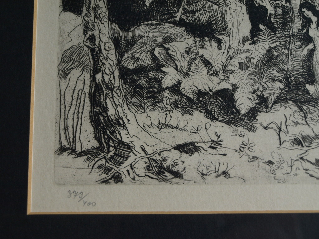 Adolf Jelinek Alex : Ets – Vrouw in het bos – gesigneerd & ingelijst – 1935 kopen? Bied vanaf 1!