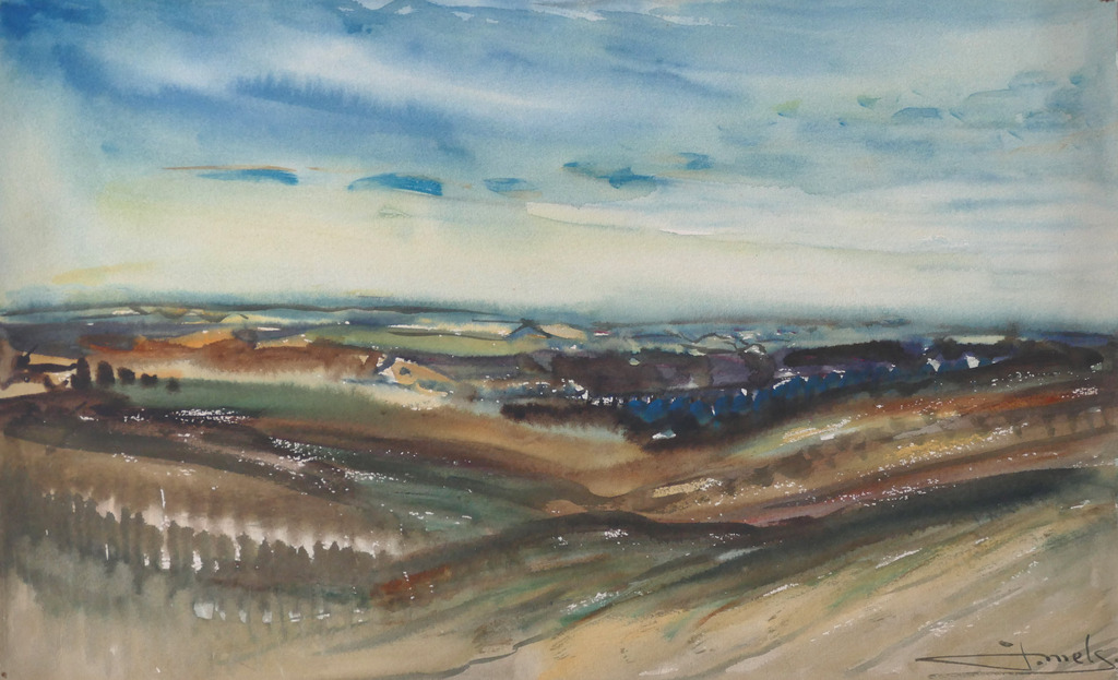 Jacques Mels (1899-1974) -  Aquarel - Mysterieus landschap kopen? Bied vanaf 30!
