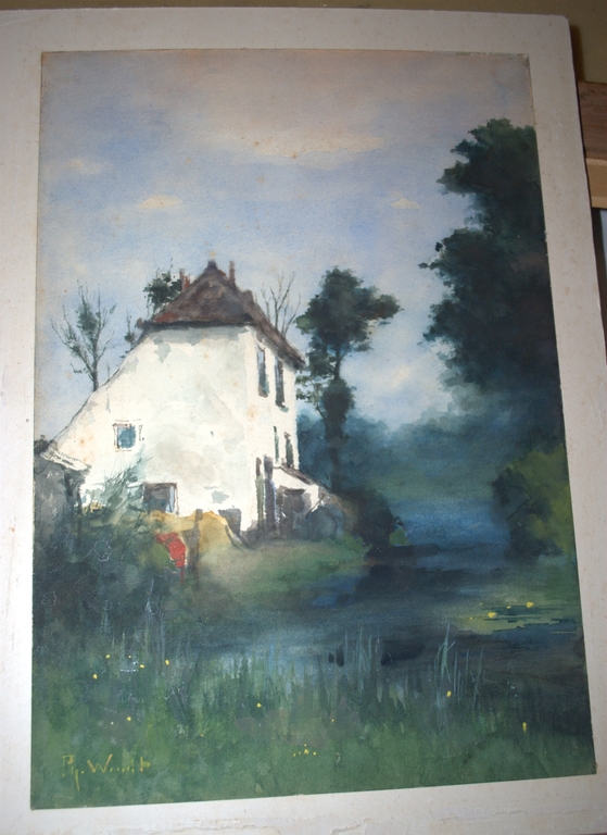 Huis aan het water - gesigneerde aquarel - fraaie kwaliteit kopen? Bied vanaf 150!