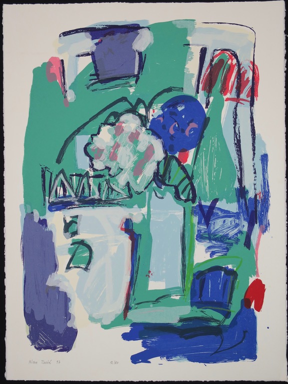 Milena Tlusta: Zeefdruk, Blauwe Compositie kopen? Bied vanaf 1!