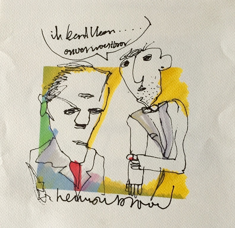 HERMAN BROOD, originele tekening op papier 'Ik ben alleen onverwoestbaar' verkocht voor € 195!