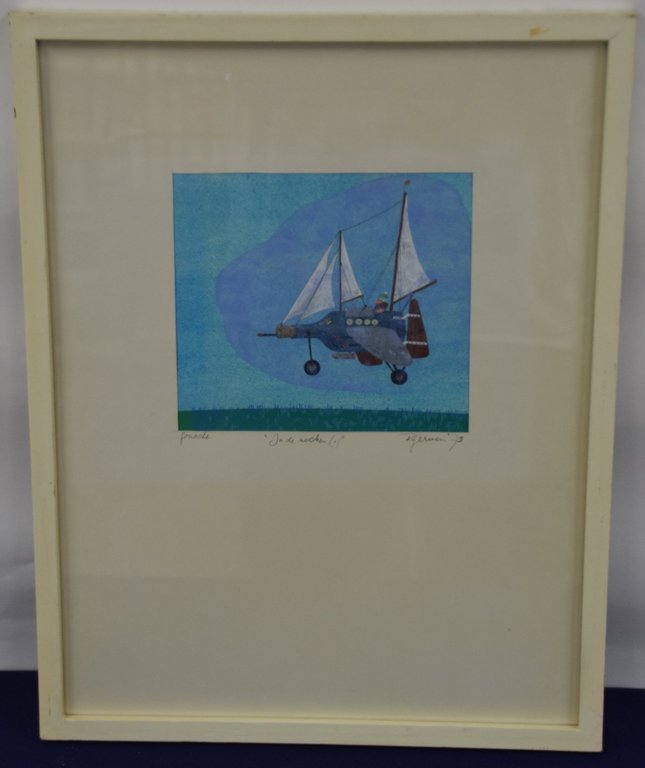 Rene van Gerwen - Gouache op Papier - In de Wolken kopen? Bied vanaf 10!