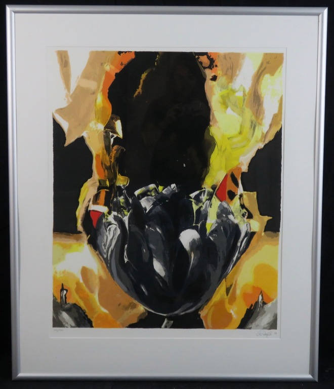 Anita Duijf: Zeefdruk, Tulp - Ingelijst verkocht voor € 60!