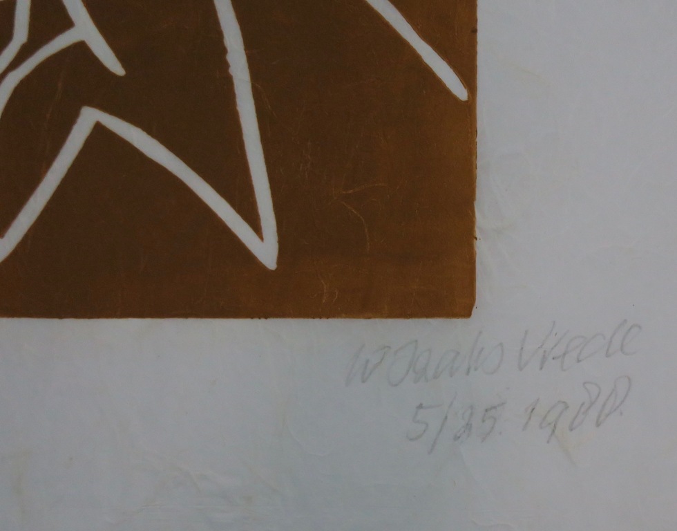 Wim Izaks: Lino op rijstpapier, Vrede oranje (groot) kopen? Bied vanaf 60!