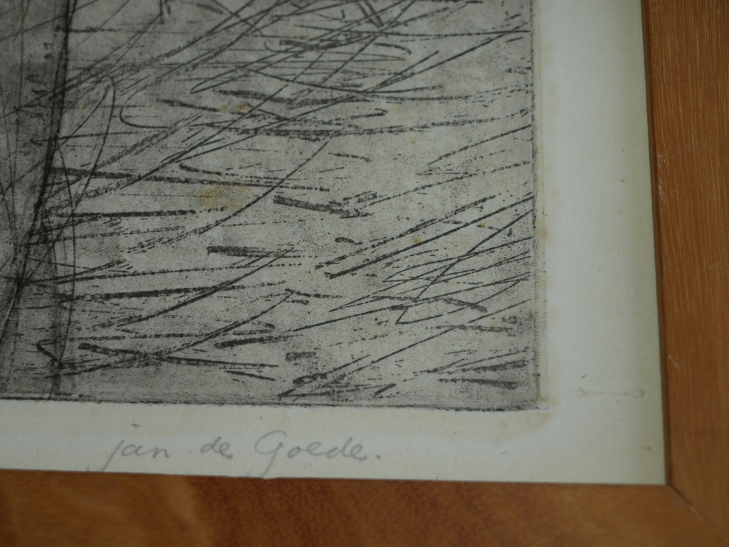 JAN DE GOEDE (1946) – Ets – Mythologie I – Gesigneerd & ingelijst – ca 1975 kopen? Bied vanaf 1!
