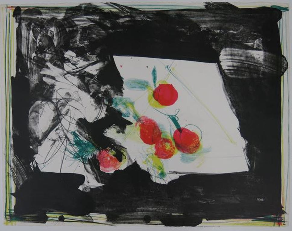 Ger Lataster: Litho, Abstract met appels verkocht voor € 70!