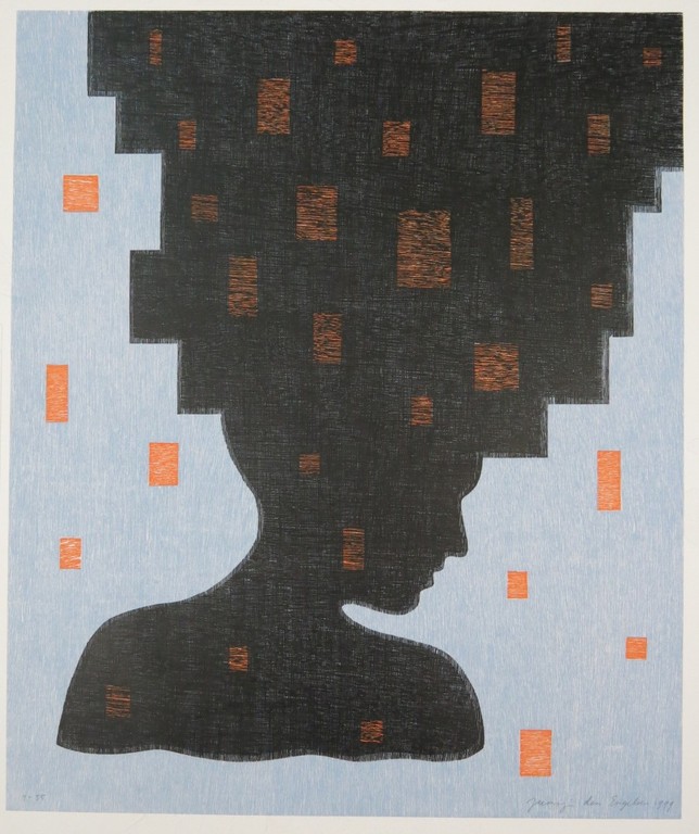 Jacomijn den Engelsen: Houtsnede, Vrouw (blauw) kopen? Bied vanaf 1!