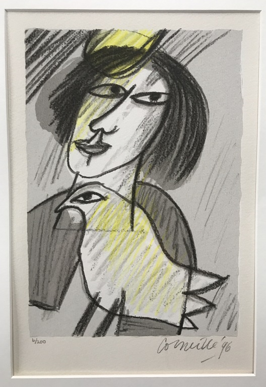 Corneille- Femme et oiseau '96 - INGELIJST kopen? Bied vanaf 160!