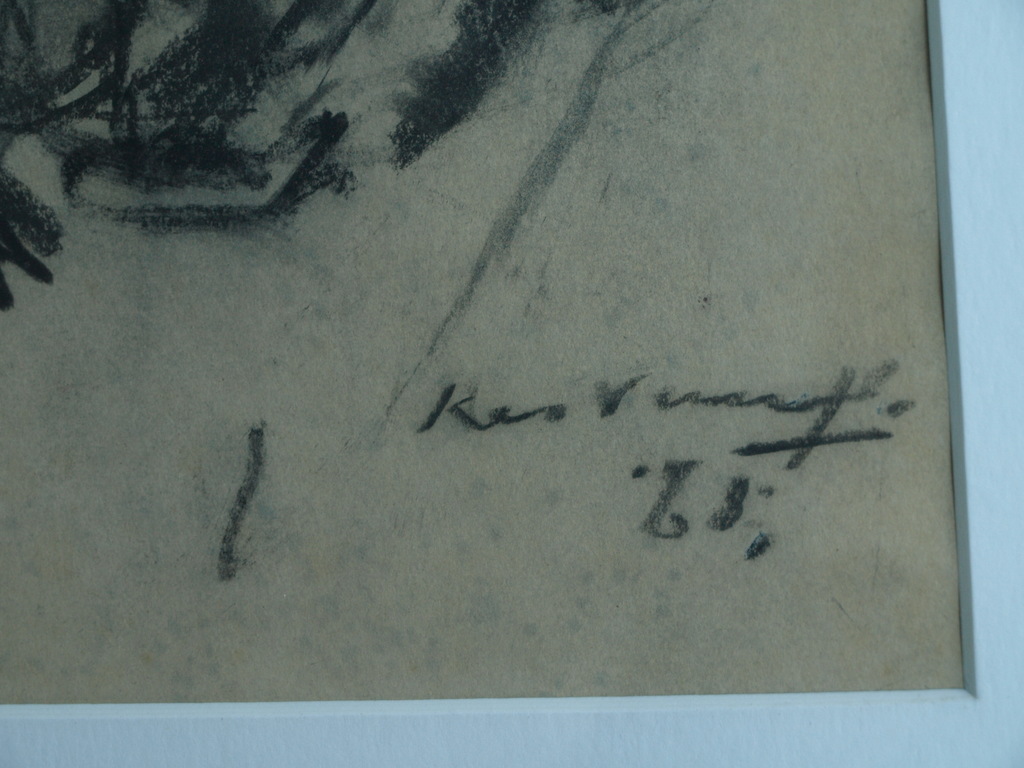 Kees Verwey â�� Houtskool , Zelfportret - gesigneerd & ingelijst â�� 1968 kopen? Bied vanaf 300!