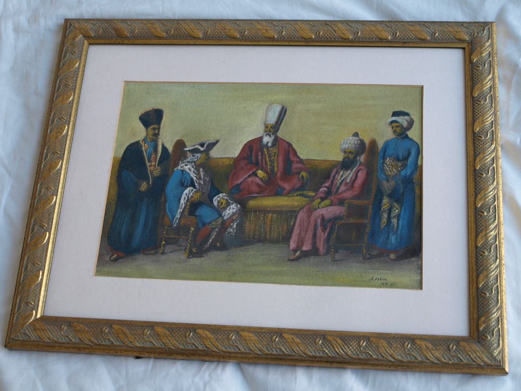 Onduidelijke signatuur : Pastel , Ontmoeting in de Oriënt – ingelijst  kopen? Bied vanaf 50!
