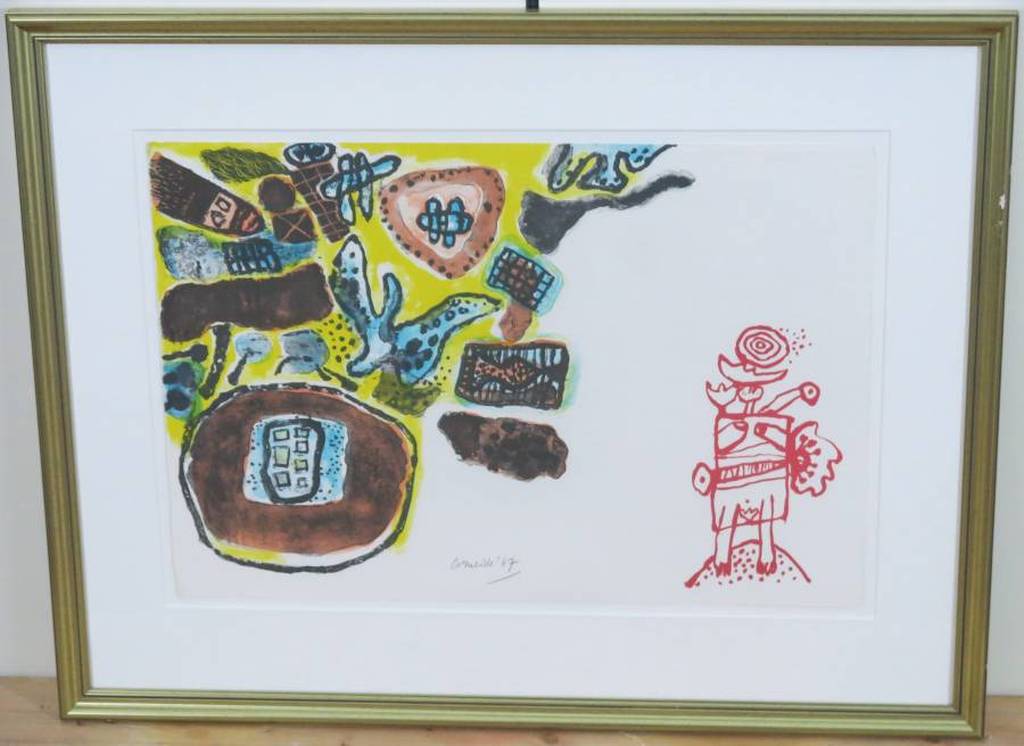 Corneille: Kleurenlitho, Femme de Nuit et d'Aube I - Ingelijst verkocht voor € 250!