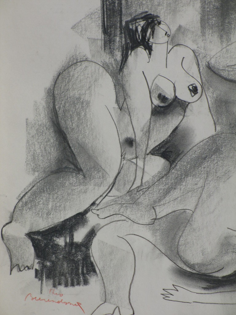 Theo Beerendonk, Drie voluptueuze naakten, Tekening kopen? Bied vanaf 55!