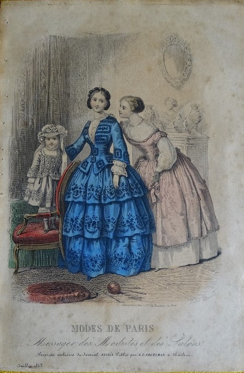 Ingekleurde gravure, Mode de Paris, 1853 kopen? Bied vanaf 1!