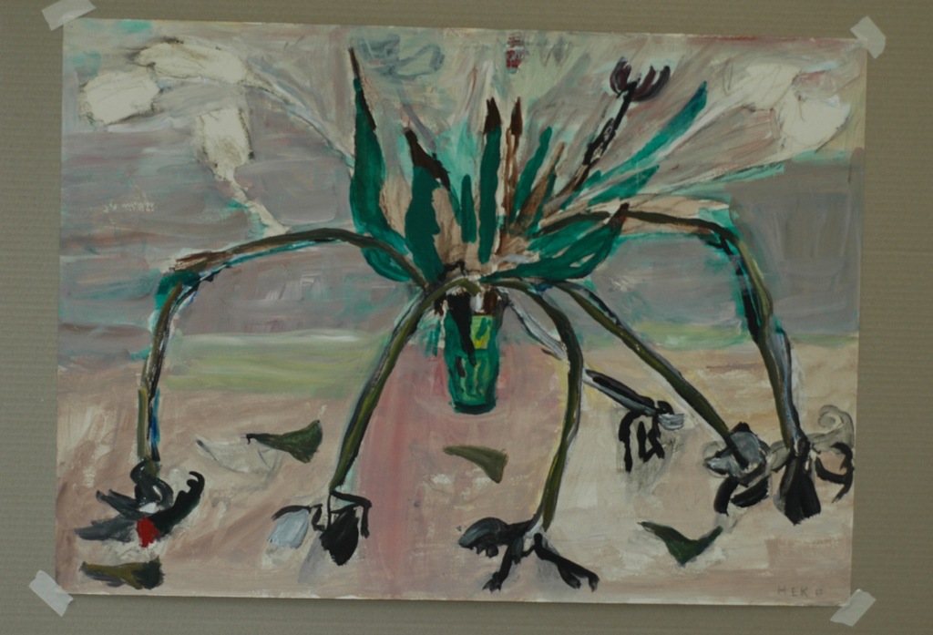 Hans Ebeling Koning: gouache/verf op papier, Zwarte Tulpen kopen? Bied vanaf 50!