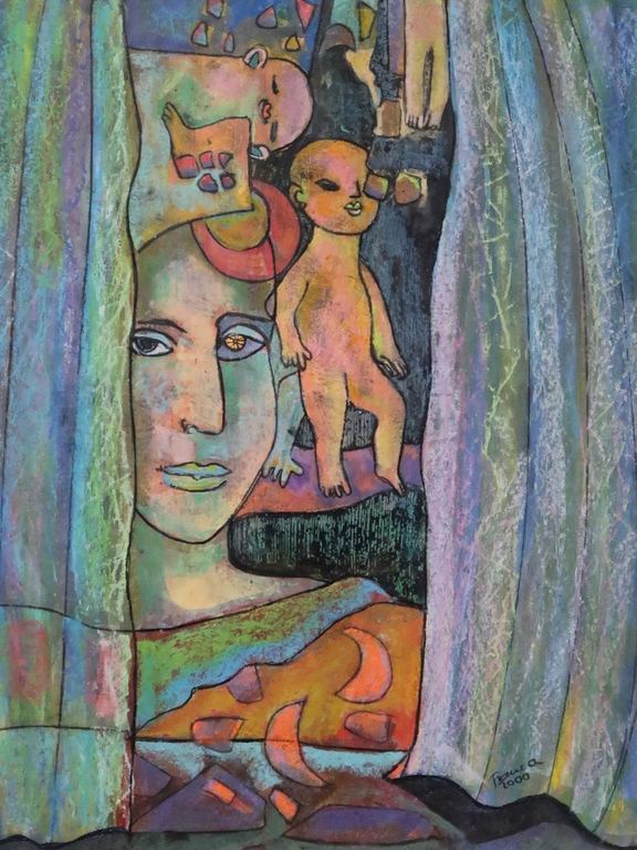 Franca Muller Jabusch: Gouache, Denkend aan kinderen - Ingelijst kopen? Bied vanaf 35!