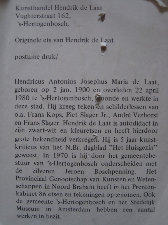 Karakteristieke (postume) Hendrik de Laat ets "Leonarduskerk den Bosch" gesignee kopen? Bied vanaf 1!