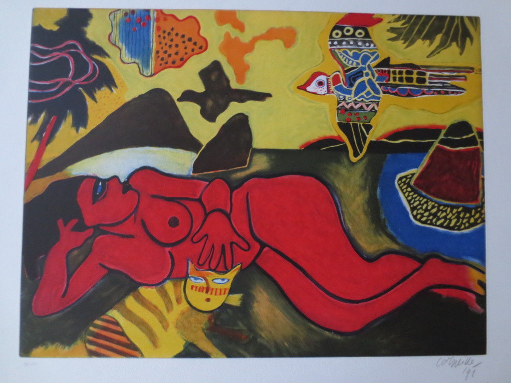 CORNEILLE  - gesigneerde ets -l'oiseau des iles verkocht voor € 350!