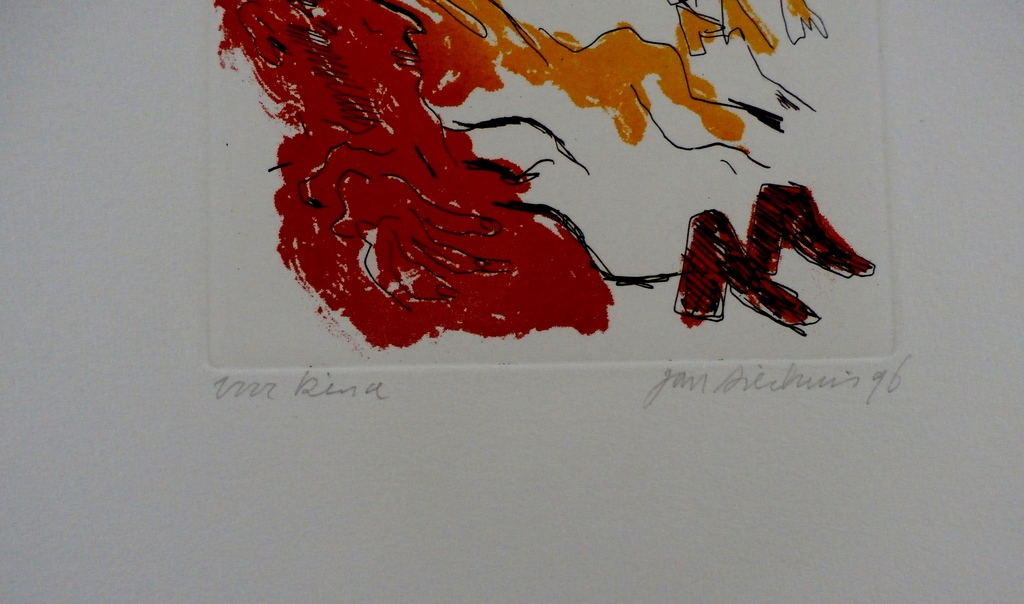 Jan Sierhuis - ets/aquatint - 1996 - met opdracht: voor Rina (Berghuis) kopen? Bied vanaf 65!