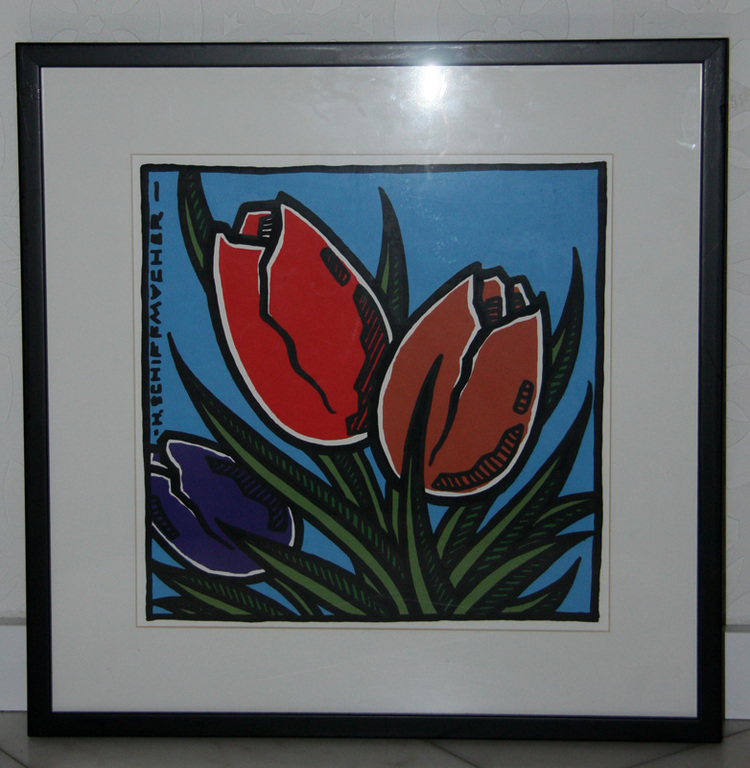 Henk Schiffmacher, zeefdruk, tulpen kopen? Bied vanaf 35!