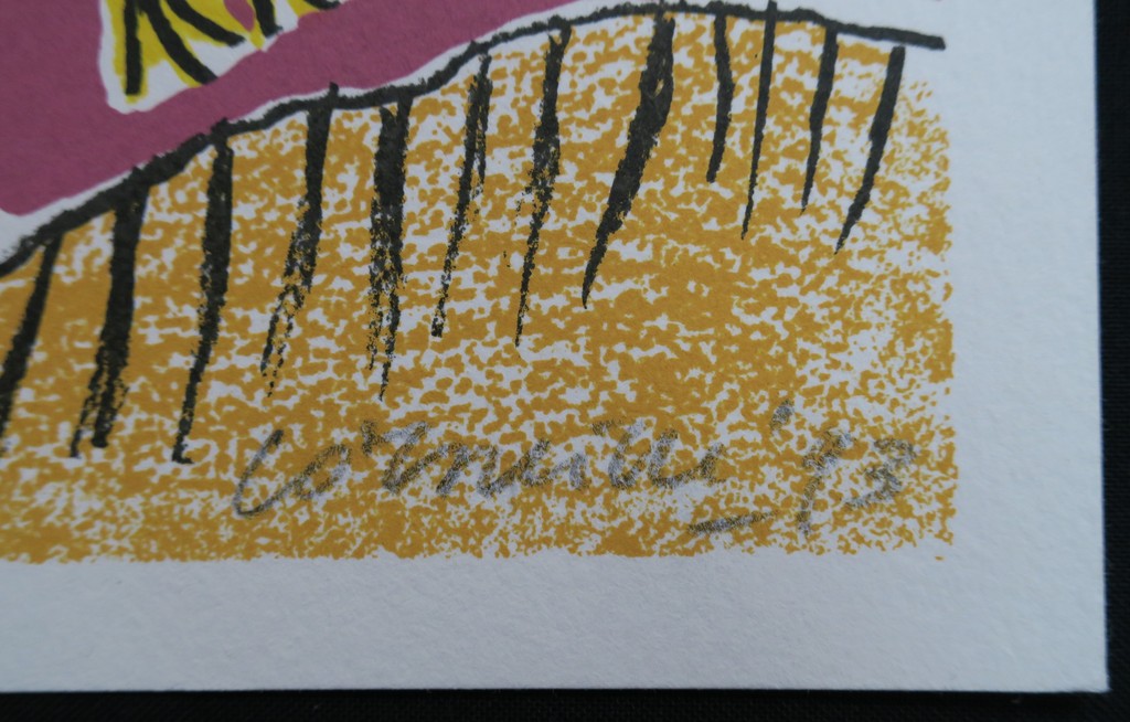 Corneille: Zeefdruk, Z.T. Groen figuur en gele vogel kopen? Bied vanaf 50!