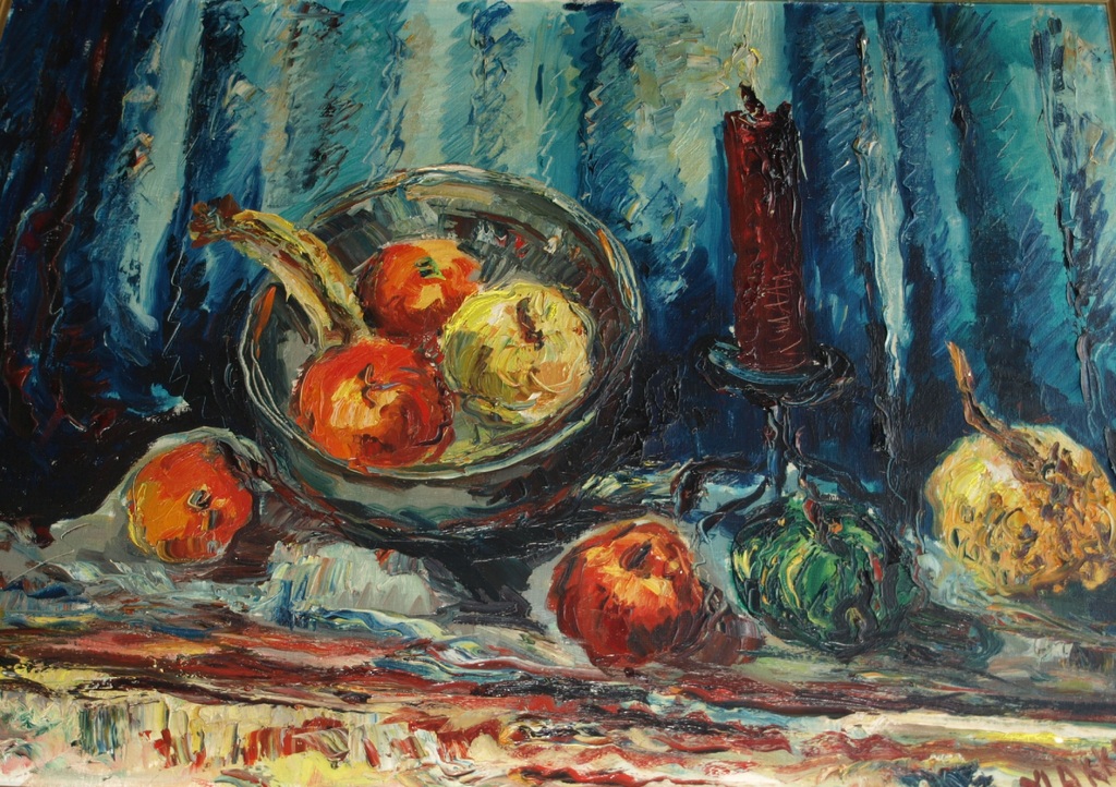 Jan Makkes : olieverf op doek – Stilleven – Gesigneerd & ingelijst – 1968 verkocht voor € 145!