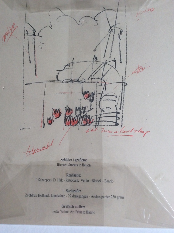 Richard Smeets - Trein in landschap - zeefdruk  kopen? Bied vanaf 35!