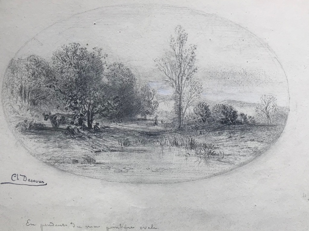 Charles Damour: tekening, landschap kopen? Bied vanaf 150!