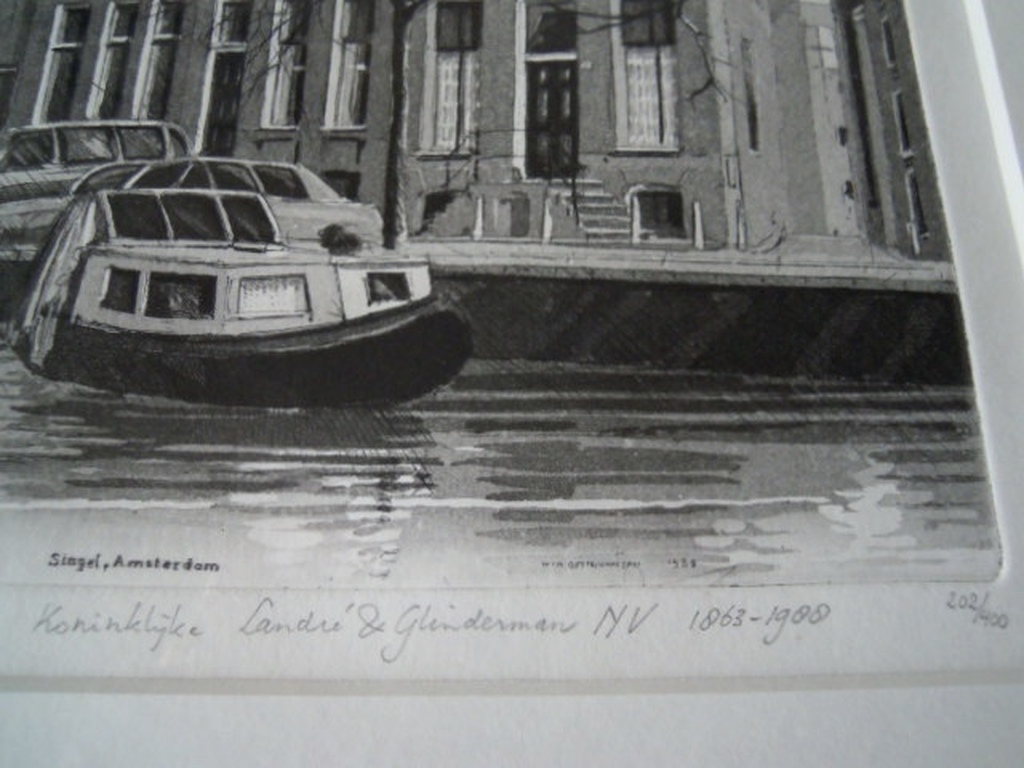 Ets WIM BETTENHAUSEN 1942 -Singel Amsterdam 40 X 50 cm -hand gesigneerd. kopen? Bied vanaf 65!