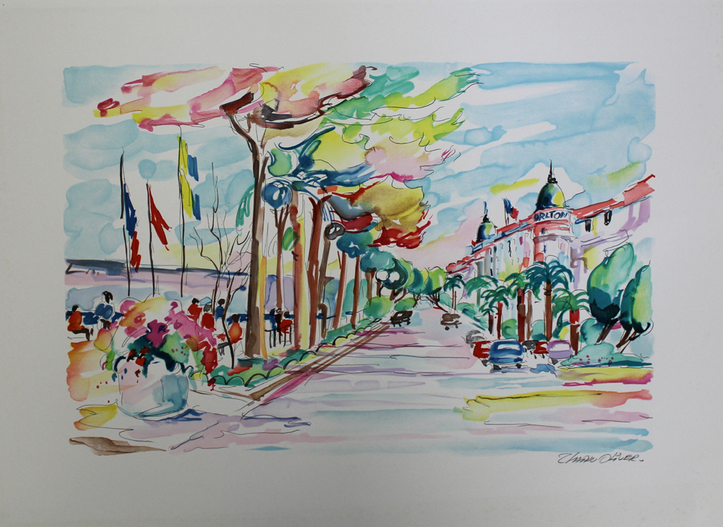 OLIVIER ZLATKU - CANNES, grote warme, zomerse lithografie, handgesigneerd kopen? Bied vanaf 1!