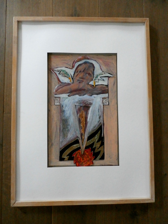 Edith Bons - gemengde techniek op papier - 1995 verkocht voor € 35!