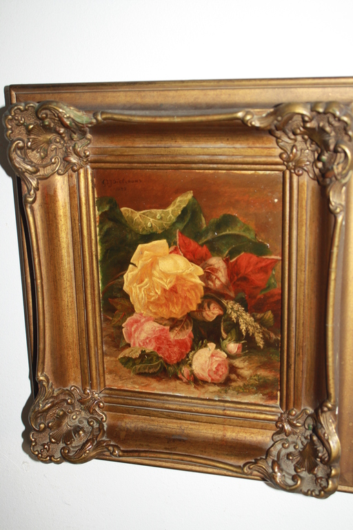 ANTIEK ROZEN SCHILDERIJ 1872 van TOLLENAAR kopen? Bied vanaf 199!