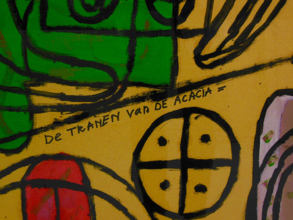 Meertje Kaal: Acryl op papier, De tranen van de acacia, Arabisch gom - Ingelijst kopen? Bied vanaf 50!