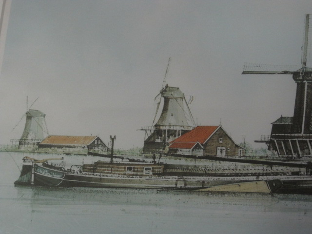 Ciano Siewert (1942-) litho "vrachtschip bij Zaandam" gesigneerd   kopen? Bied vanaf 1!