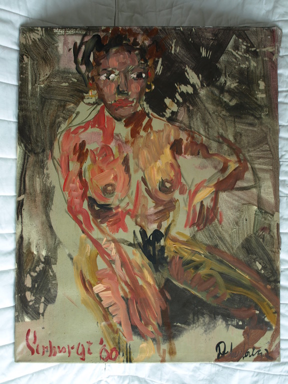 Onduidelijke signaturen : Acrylverf op doek , NAAKTE VROUW – 2000 kopen? Bied vanaf 50!