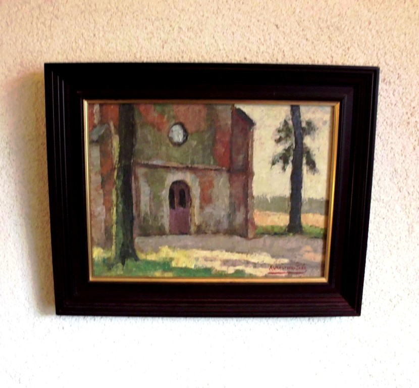 Olieverf opdoek,geplakt op board. August van Steenacker 1890-1965  België. verkocht voor € 65!