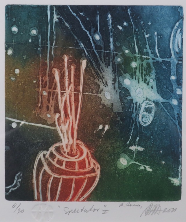 Ad Arma: Ets en Aquatint, Spectator I - Ingelijst verkocht voor € 35!
