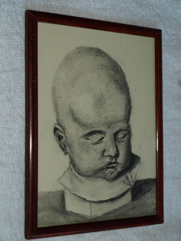 Tekening – Hoofd – Ingelijst  - ca 1970  kopen? Bied vanaf 1!