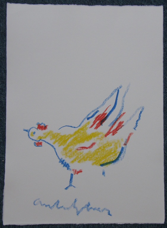 Anton Heyboer: krijttekening haan kopen? Bied vanaf 125!