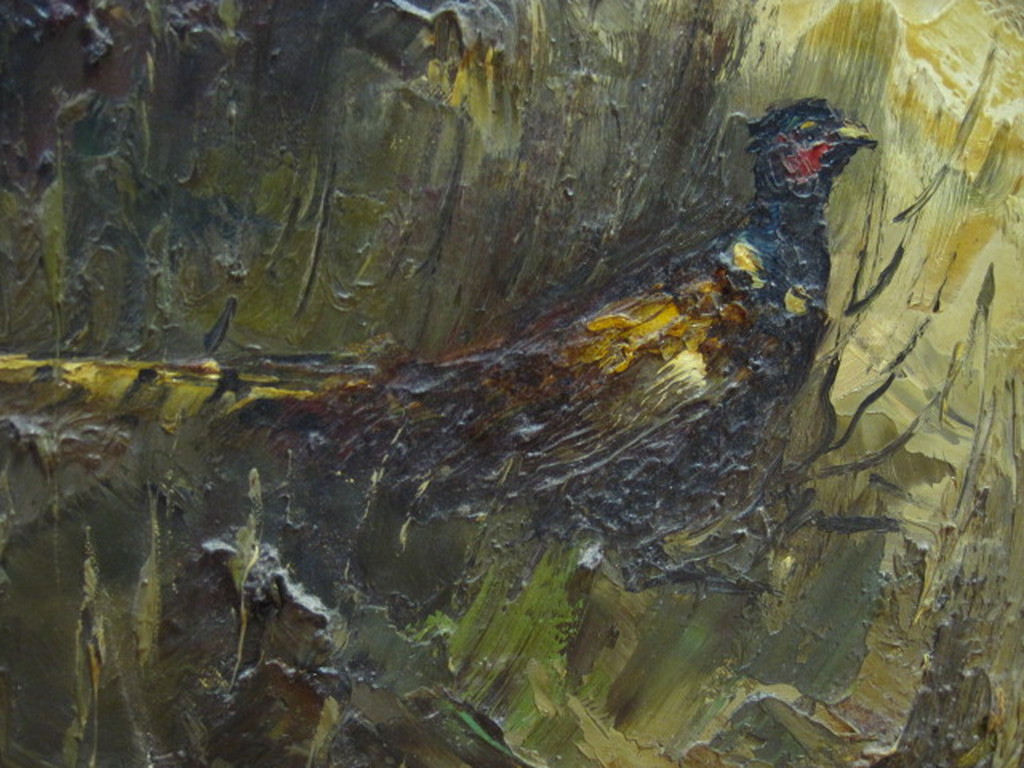 Indrukwekkend olieverf "Fazanten in winters bos" door John Bevort 1917-1996 kopen? Bied vanaf 1!